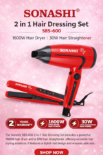 Sonashi 2-in-1 Hair Dressing Set - Sonashi SBS-600 2-in-1 Hair Dressing Set – Hair Dryer & Straightener