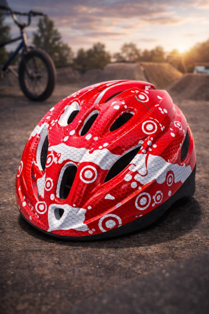 children's bike safety helmet - خوذة حماية الأطفال للدراجات – خوذة أمان حمراء وبيضاء