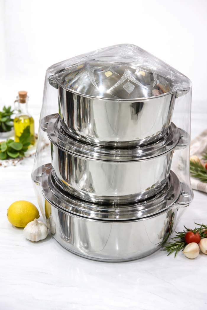 NADIN Silver Hotpot Big Set - NADIN HOTPOT SILVER BIG SET