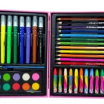 12-piece art color set - طقم ألوان الرسم 12 قطعة - زيت 12 قطعة، ألوان مائية صلبة 1 قطعة، أقلام ألوان مائية 10 قطع