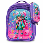 purple kids backpack - حقيبة ظهر أطفال بنفسجية وحقيبة كتف متطابقة