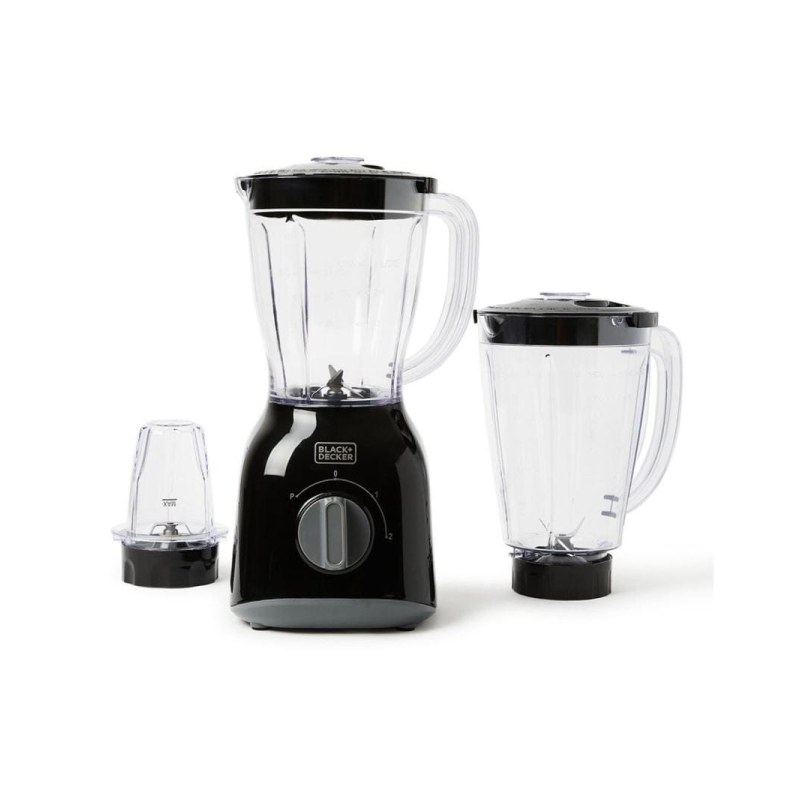 Black+Decker 400W Blender with Grinder Mill & Extra Blender Jar (BX365J-B5) - خلاط كهربائي مع مطحنة من بلاك اند ديكر 400 واط – موديل BX365J-B5