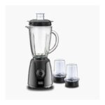 Black+Decker 400W 1.5L Glass Jar Blender with 2 Grinder Mills (BX440G-B5) - خلاط كهربائي مع مطحنة من بلاك اند ديكر 400 واط – موديل BX440G-B5