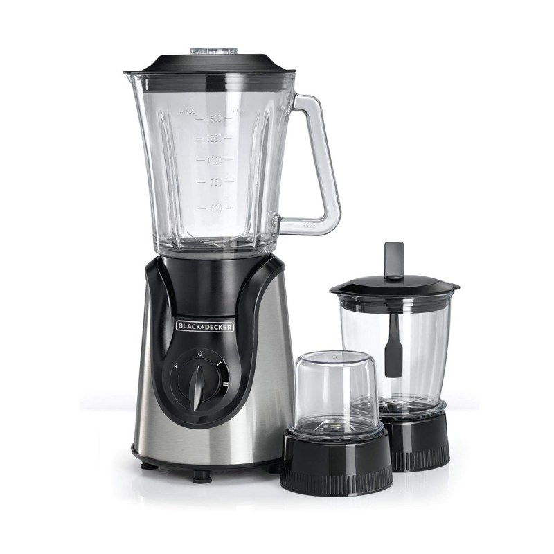 Black+Decker 600W Glass Jar Blender with Grinder & Mincer Mill (BX600G-B5) - خلاط كهربائي مع مطحنة من بلاك اند ديكر 600 واط – موديل BX600G-B5