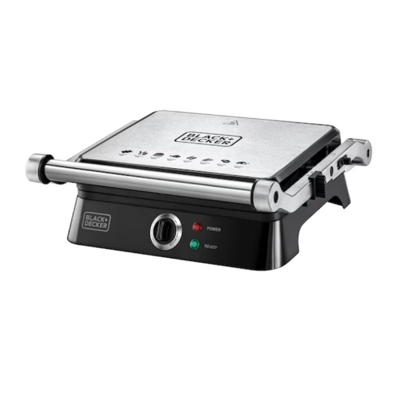 Black+Decker 1400W Non-Stick Panini & Contact Health Grill (CG1400-B5) Black+Decker 1400W Non-Stick Panini & Contact Health Grill (CG1400-B5) - شواية كهربائية صحية غير لاصقة من بلاك اند ديكر – موديل CG1400-B5