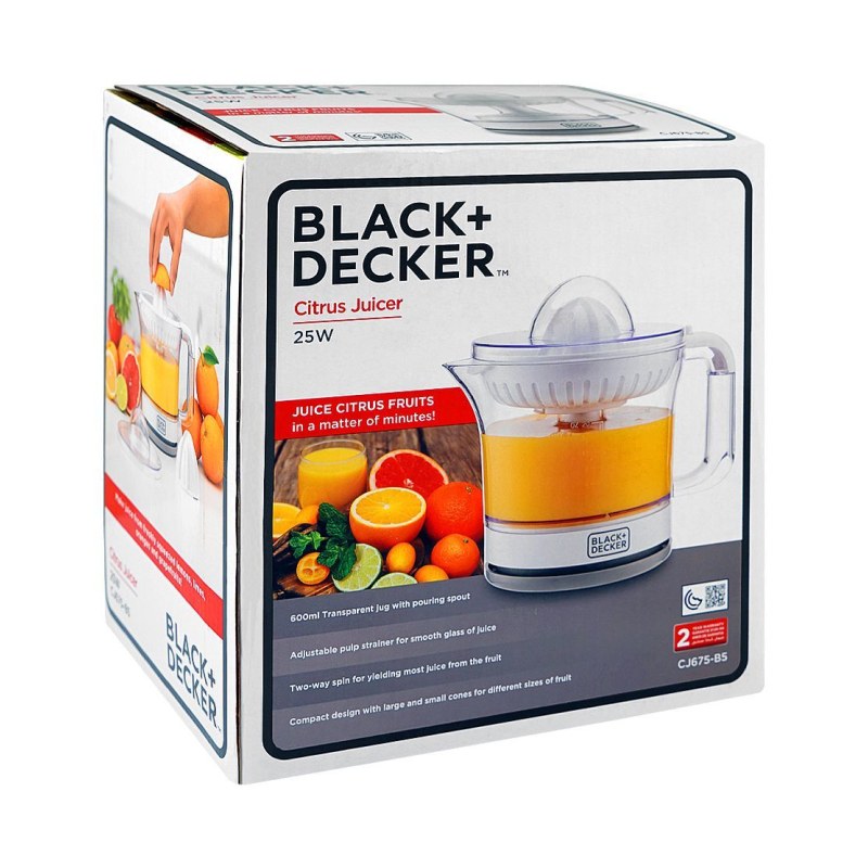 Black+Decker 25W Electric Citrus Juicer (CJ675-B5) - عصارة فواكه وحمضيات كهربائية من بلاك اند ديكر 25 واط – موديل CJ675-B5