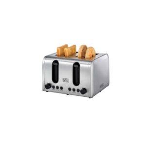 Black+Decker 1500W 4-Slice Stainless Steel Wide-Slot Bread Toaster (ET444-B5) - محمصة خبز توستر كهربائية من بلاك اند ديكر – موديل ET444-B5