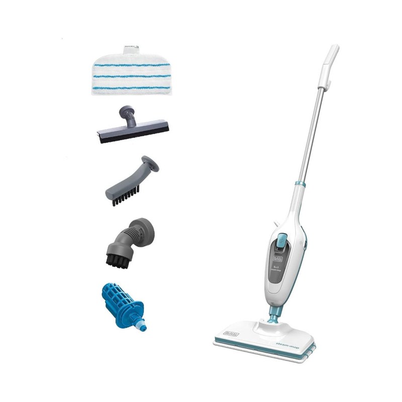 Black+Decker 1300W Upright Floor Steam Mop Cleaner (FSM13E1-B5) - ممسحة بخار كهربائية لتنظيف وتعقيم الأرضيات من بلاك اند ديكر – موديل FSM13E1-B5