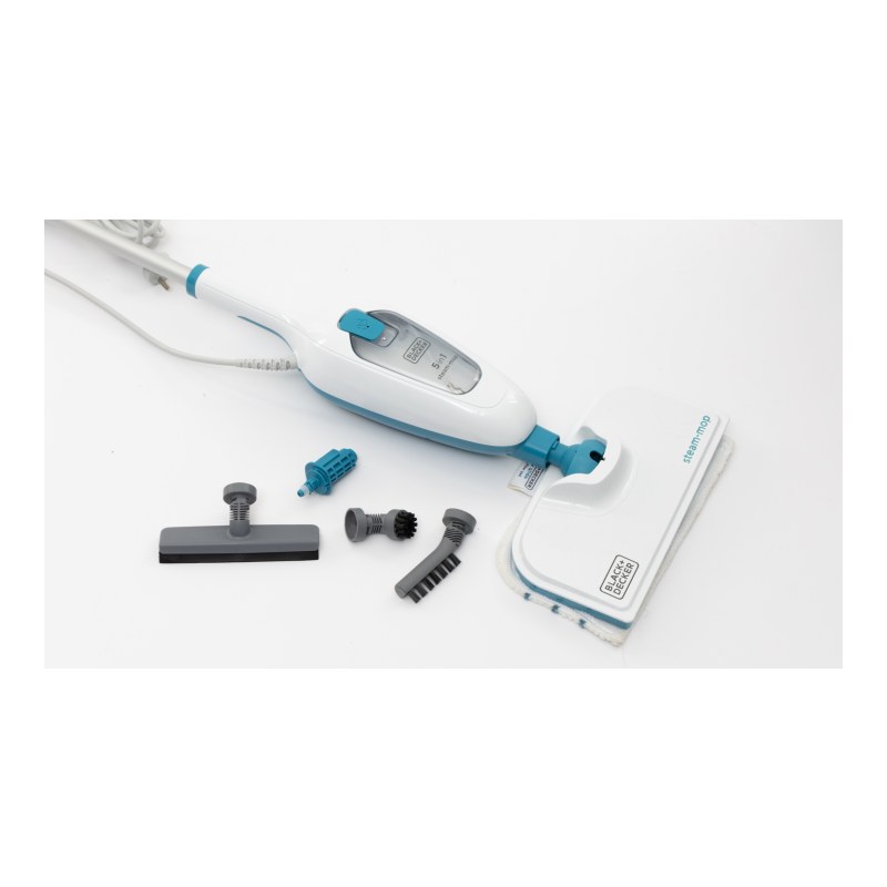 Black+Decker 1300W 5-in-1 Detachable Multi-Surface Steam Mop (FSMH13E5-B5) - ممسحة بخار كهربائية لتنظيف وتعقيم الأرضيات من بلاك اند ديكر – موديل FSMH13E5-B5