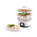 Black+Decker 9L 3-Tier Healthy Electric Food & Vegetable Steamer (HS6000-B5) - جهاز طهي بالبخار صحي 3 طبقات من بلاك اند ديكر – موديل HS6000-B5