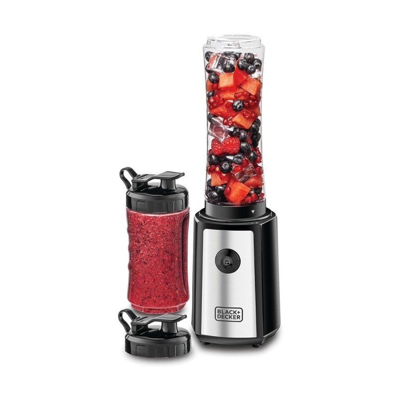 Black+Decker 300W Personal Sports Smoothie Blender with Portable Bottles (SBX300-B5) - خلاط رياضي للسموذي والعصائر من بلاك اند ديكر 300 واط – موديل SBX300-B5