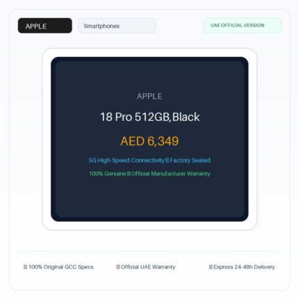 أبل 18 برو 512 جيجابايت,أسود - نسخة الإمارات الرسمية | Apple 18 Pro 512GB,Black - Official UAE Version